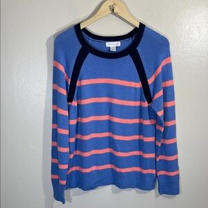NWOT Christopher & Banks Blue and Peach Stripe Sweater